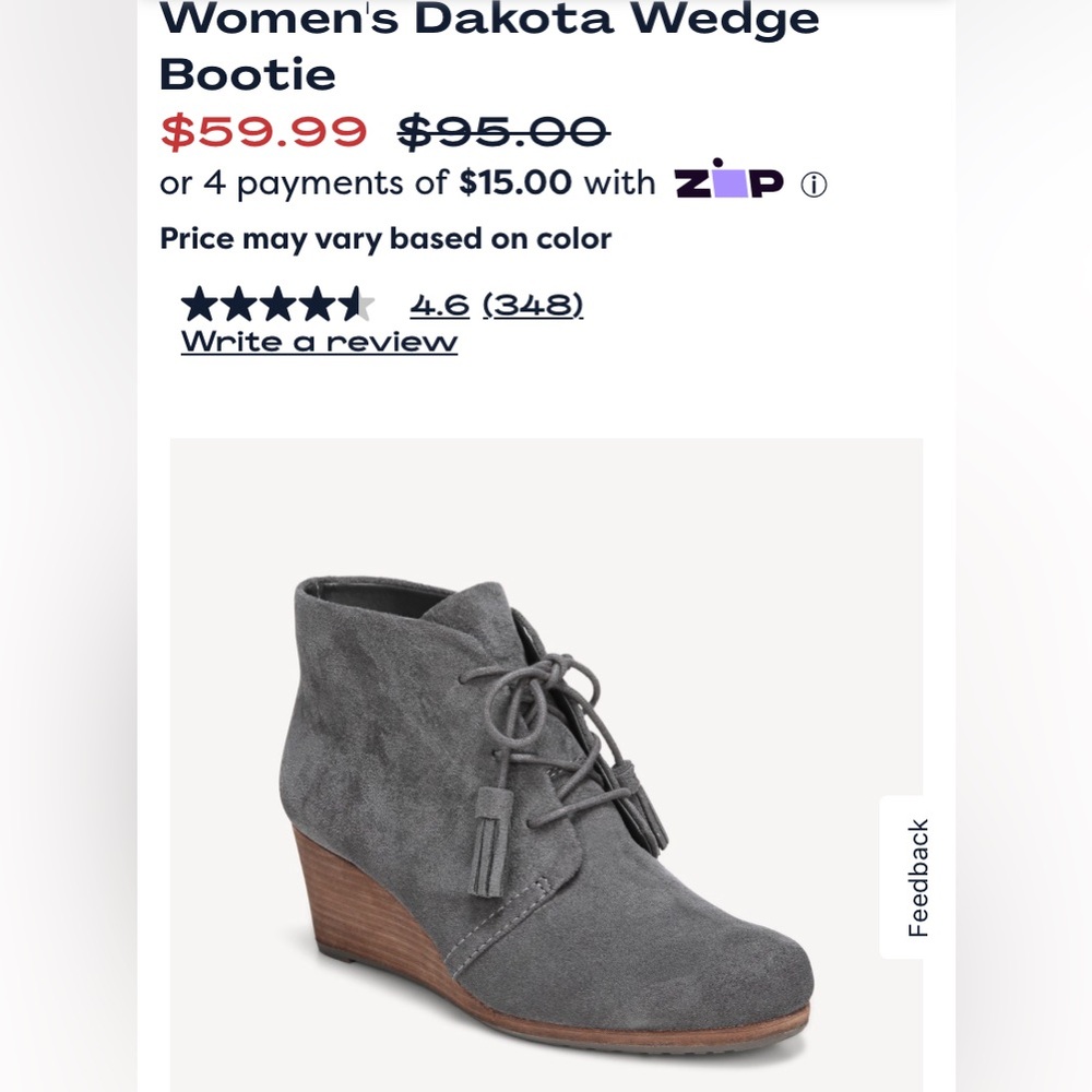 DR. SCHOLL’S DAKOTA Memory Foam Cool Fit Wedge Booties Shoes 10W 10 Wide Gray - Picture 2 of 11